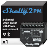 Shelly 2PM Gen3 | WiFi 2-Channel Smart Relay Switch with Power Metering | Home Automation | Roller Shutters, Blinds, Gates Contr