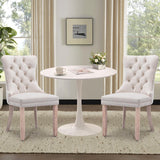 SoarTalent 3-Piece 31.5 Round Dining Table Set for 2, White Table & Beige Velvet Upholstered Dining Chairs, Modern Style, Kitche