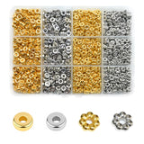 Looconi 1500pcs 6mm Silver and Gold Flat Round Spacer Beads for Jewelry Making DIY Bracelet Necklace Earring Craft Supplies