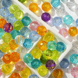 CYEENUT 20mm Acrylic Beads 100pcs Chunky Bubblegum Bead Bulk Mixed Color Opaque Beads for DIY Bead Pen (Transparent Polyhedra)