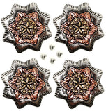 CHALLENGER Set of 4 Conchos Western Saddle Tack 11/4 Star Engraved Bag Bridle Screw Co567