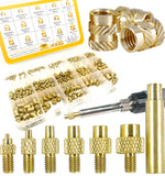 ERHT 3D Printing Brass Nuts Threaded Inserts M2 M2.5 M3 M4 M5 M6 Female Thread Metric Knurled Nuts Assortment Kit Brass Heat Set