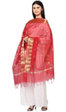Weavers Villa Women'S Banarasi Poly Silk Woven Dupatta, 2.25 Mtrs Red 2.35 Mtrs