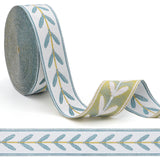 yuuzue 10.9 Yards Jacquard Ribbon Trim 1.18 Inch Leaf Pattern Fabric Trim White Blue Leaves Jacquard Woven Embroidered Ribbon fo