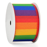 MAYREEL Rainbow Burlap Wired Ribbon 2.5 Inch Multicolor Stripe Ribbon for Florist Door Wreaths Rustic Wedding Gift Wrapping Farm