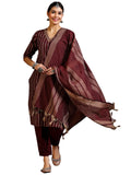 Libas Women'S Cotton Blend Kurta Set (39065B_Maroon