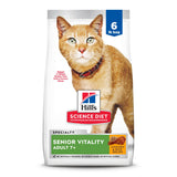Hill's Science Diet Senior Vitality, Senior Adult 7+, Senior Premium Nutrition, Dry Cat Food, Chicken & Rice, 6 lb Bag