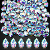 Jadive 100 Pcs 10 x 14 mm Teardrop Rhinestones Crystal Resin Point Back Glass Rhinestones Beads for Crafts Jewelry Making Shoes