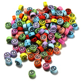 200 Assorted Peace Sign Beads, 7mm Round Flat Coin Shape, 200 Pieces, Multi-Color Plastic Acrylic (Black)