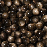 NITOPUPU 100Pcs 8mm Dark Brown Cat Eye Beads with Glitter Powder Round Resin Beads for Jewelry Making DIY Bracelets Necklace Ear