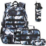 DIGOBAY Camo Backpack for Boys with 18OZ Insulated Water Bottle Lunch Bag Pencil Case, Kids Tactical Boys Backpack Waterproof Sc