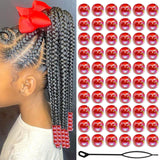 VENOFEN 60PCS Red Hair Beads Valentine's Day Dreadlock Bead for Kids Girls Bead Hair Jewelry Accessories Cute Braid Decoration J