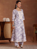 Libas Mauve Pure Cotton Printed Kurta Sets For Women Mauve Xl