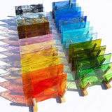LITMIND 24 Sheets Transparent Streaky Stained Glass Sheets - Mystic Rainbow Mix, 6 x 4 Inch Smooth Art Glass for Mosaics, Suncat