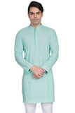 Divisive Men'S Sequince Embroidered Cotton Blend Only Slim Fit Kurta (Dkrt881_Xxxl_Sky)
