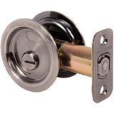 Stone Harbor Hardware Round Pocket Door Lock, Privacy Function, 2-3/8 Backset, Antique Nickel