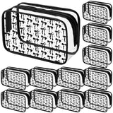 Kacctyen 12 Pcs Black Bow Clear Cosmetics Bag Coquette Preppy PVC Makeup Bag Bulk Zippered Travel Toiletry Pouch Gift for Women