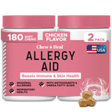 Dog Allergy Chews -180 Delicious Soft Chew Treats - Anti Itch Allergy Relief for Dogs and Cats - Boosts Immune System, Promotes