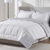 Nestl 7 Piece King Comforter Set - White Reversible Bed in a Bag - Complete King Size Bedding Set with Sheets, Pillowcases and S