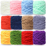 Buryeah Chunky Chenille Yarn for Crocheting Soft Thick Fluffy Yarn for Hand Knitting Bulky Velvet Blanket Plush for Weaving DIY