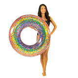 PoolCandy Jumbo Pool Tube, 48, Multiple Tube Styles (Classic Rainbow Glittered 42 Pool Tube)