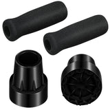 Replacement Cane Tips Set, 2 Pcs Rubber Cane Tips for 3/4 inches/1.9 cm Diameter Crutch Tips 2 Pcs Black Foam Cane Replacement H