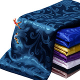 Manyshofu Jacquard Satin Fabric by The Yard - 60 Inch Wide, Shiny Brocade Navy Blue Fabric Smooth & Floral Damask Fabric for DIY