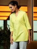 Libas Women'S Cotton Blend Straight Kurtis (58249B_Green Green L