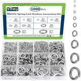 Vifmy Spring Lock Washers Assortment Kit(1000 Pack), M2 M2.5 M3 M4 M5 M6 M8 M10 M12 Metric Split Lock Washer Set,304 Stainless S