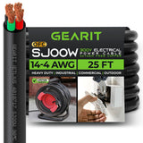 GearIT 14/4 14 AWG Portable Power Cable (25 Feet 4 Conductor) SJOOW 300V 14 Gauge Electric Wire for Motor Leads, Portable ligh
