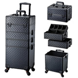 Adazzo 4 in 1 Rolling Makeup Trolley Train Case Cosmetic Suitcase Nail Tech Box for Makeup Artist, Hairstylists, Nail Tech Case