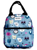 GIRLISH Printed Lunch Bag Tiffin Lunch Bag for Office/College/School, Lightweight, Durable Handles Bag for Girls Women (Grey kit