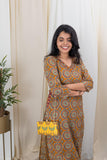 Anni Designer Women'S Rayon Blend Straight Printed Kurta With Palazzo (Jones Mustard_S_Mustard_Small),Mustard,S,Rayon Blend,Classic,