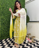 Gosriki Women'S Rayon Blend Straight Printed Kurta With Pant & Dupatta (Riantas Mehandi-Gs_M_Mehandi_Medium),Mehandi,,B0DD79NP4D
