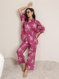 Libas Womens Printed Silk Blend Co-Ord Set For Women Pink M 400231O