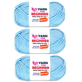 Light Blue Yarn for Crocheting and Knitting Cotton Crochet Knitting Yarn for Beginners with Easy-to-See Stitches Cotton-Nylon Bl