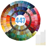 Paxcoo 447 Colors Embroidery Floss Cross Stitch Thread Friendship Bracelet Making String with Needles