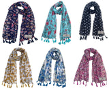 Fusfus WomenS Printed Chiffon Scarves And Stoles, Free Size(Multicolour, Fs2553) Pack Of 6 (Multicolor4)