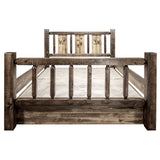 Montana Woodworks Homestead Collection Queen Storage Bed With Laser Engraved Bear Design, Stain & Clear Lacquer Finish