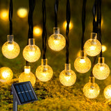 JMEXSUSS Solar String Lights Outdoor Waterproof, 8 Modes Crystal Globe String Lights, Warm White Solar Lights for Patio Tree Cam