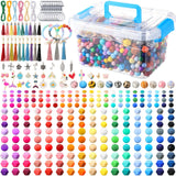 Hotop 1176 Pcs Silicone Beads for Keychain Making Kit, 12mm15mm Round 14mm17mm Polygonal Silicone Rubber Beads for Keychain DIY