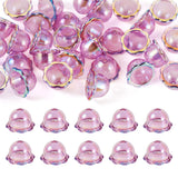 FASHEWELRY 30Pcs Purple Wind Bell Beads Acrylic Flower Bead Caps 24mm UV Plating Floral Jellyfish Beads for DIY Earring Wind Chi