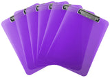 Trade Quest Plastic Clipboard Transparent Color Letter Size Low Profile Clip (Pack of 6) (Purple)