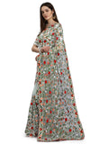 Patlani Fashion New Bollywood Blockbuster Design Launching Net Embroidery Designer Saree Light Green.
