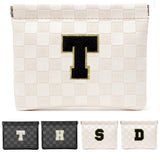 HIGH FIT Leather Pocket Cosmetic Bag for Purse,Initial Makeup Bag Lipstick Cosmetic Accessories Organizer (T, White)
