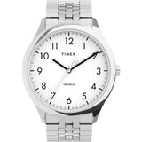 Timex Mens Modern Easy Reader 40mm Watch SilverTone Case White Dial with Expansion Band