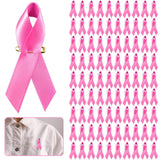 Halatool 100 PCS Breast Cancer Awareness Pink Ribbon Pin Breast Cancer Gifts for Women Girls Charity Public & Social Event Publi