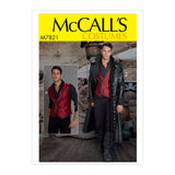 McCalls Patterns MCC 7821 McCalls M7821 MWW Sewing Pattern Mens Wide Lapel Long Leather Coat & Laced Back Vest Costume, Size