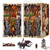 MiniCity Book Nook Kit for Adults, DIY 3D Wooden Puzzle Booknook Bookshelf Insert Decor with LED Light and Dust Cover (Sleeping