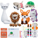 Crochet Kit for Beginners - 6 PCS Crochet Animal Kit, Kids Knitting Beginners Kit with Step by Step Videos, Yarn, Crochet Hook,